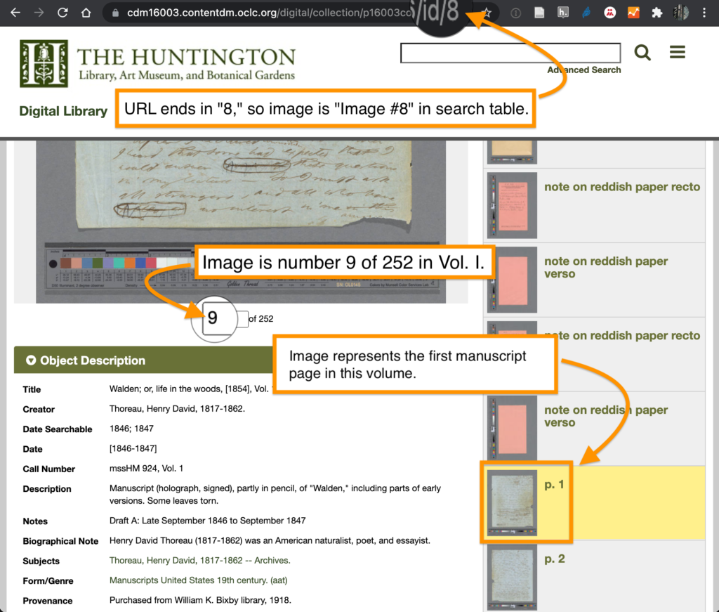 Screen shot of Huntington manuscript viewer