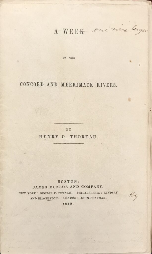 Title page for A Week on the Concord and Merrimack Rivers