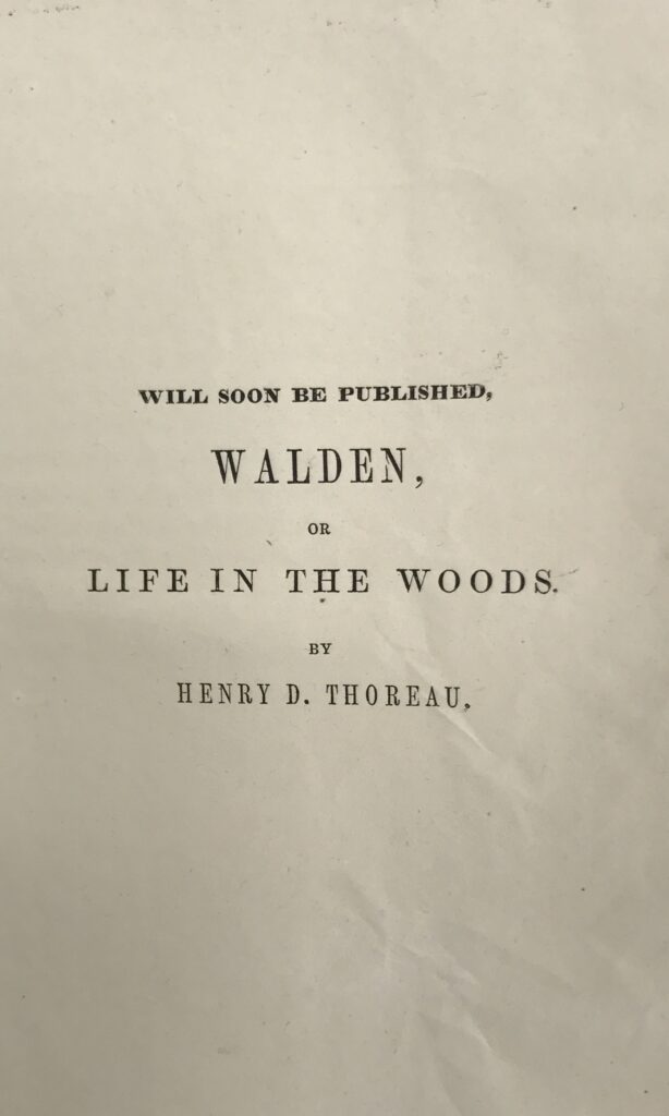 Publisher's advertisement for soon-to-be-published Walden